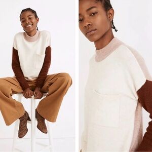 Madewell Wool Redmond Mockneck Pocket Sweater in Colorblock